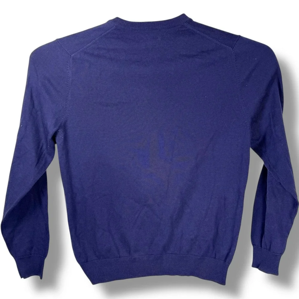 Brooks‎ Brothers Mens V Neck Knit Sweater Navy Blue Supima Cotton Medium Preppy